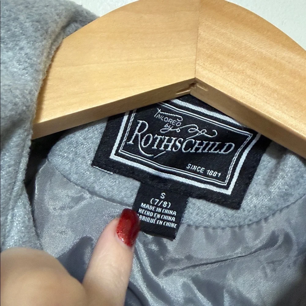 Rothschild grey pink ruffle coat formal girls size small soft 6-7 yo jacket